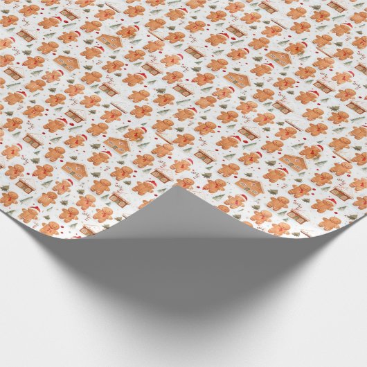 Kerst peperkoek mannen en snoepstokken cadeaupapier (Hoek)