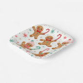 Kerst peperkoek mannen met snoepstokken papieren bordje (Gebogen)