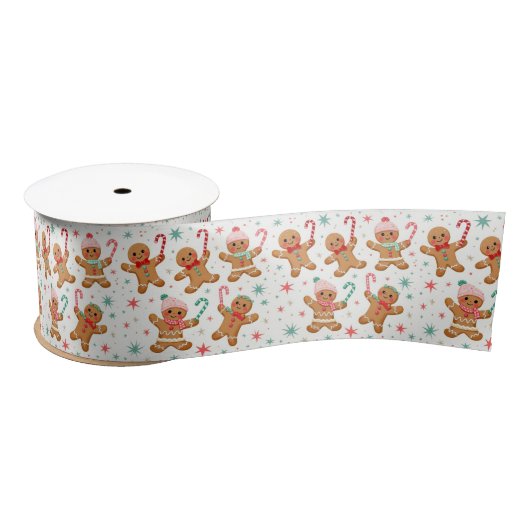 Kerst peperkoek mannen met snoepstokken satijnen lint