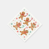 Kerst peperkoek mannen met snoepstokken servet (Hoek)