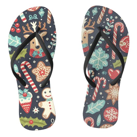 Kerst peperkoek naadloos patroon teenslippers (Voetbed)