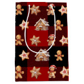 Kerst peperkoek op Buffalo Plaid Medium Cadeauzakje (Voorkant)