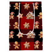 Kerst peperkoek op Buffalo Plaid Medium Cadeauzakje (Achterkant)