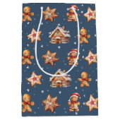 Kerst peperkoek op sterren medium cadeauzakje (Voorkant)