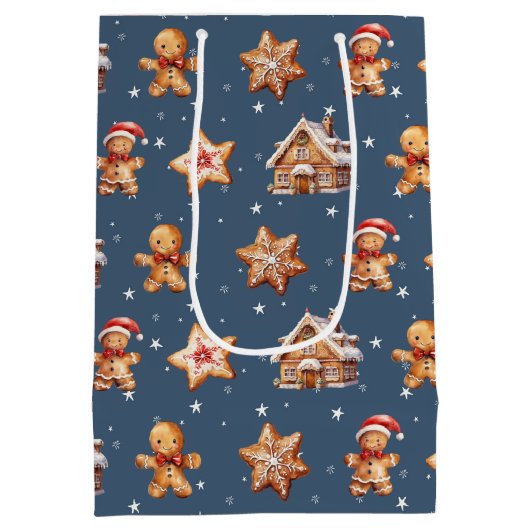 Kerst peperkoek op sterren medium cadeauzakje (Achterkant)