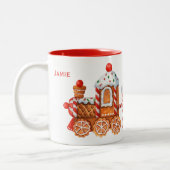 Kerst peperkoek & pepermunt trein tweekleurige koffiemok (Links)