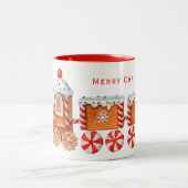 Kerst peperkoek & pepermunt trein tweekleurige koffiemok (Center)