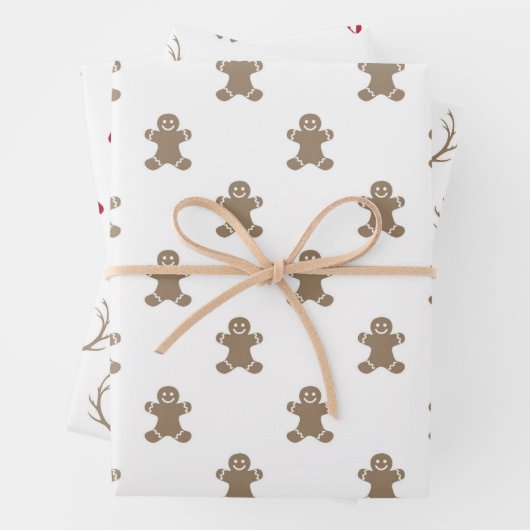 Kerst peperkoek rendier rode snoep Canes Inpakpapier Vel (In situ)