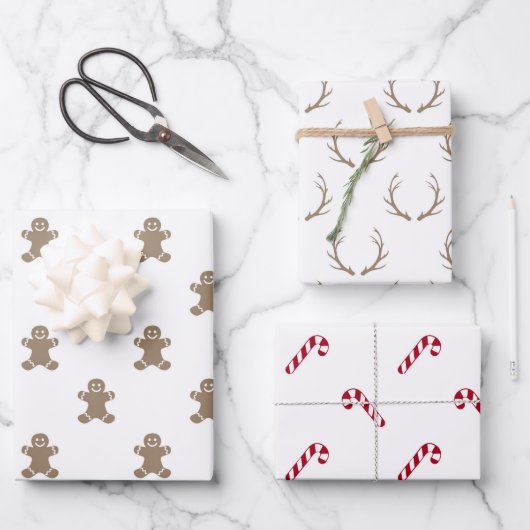 Kerst peperkoek rendier rode snoep Canes Inpakpapier Vel (Voorkant)