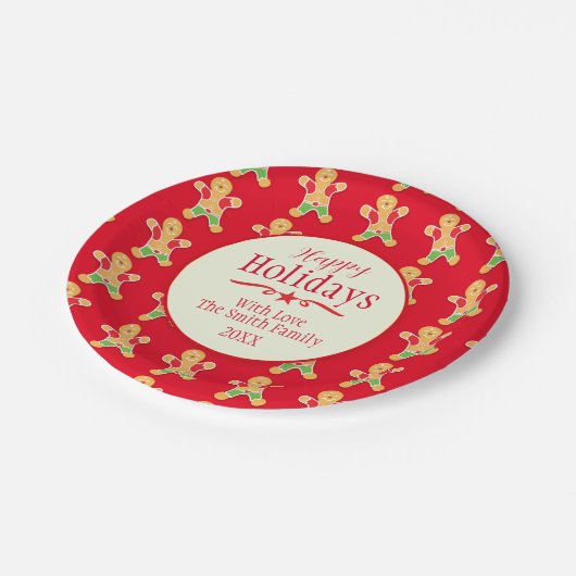 Kerst peperkoek rode naam vakantie papier bord (Gekanteld)