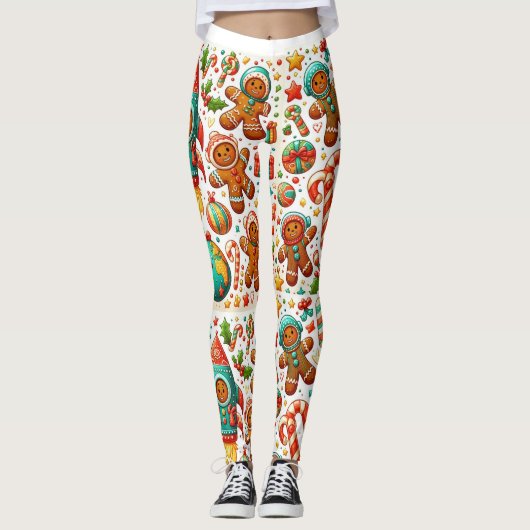 Kerst peperkoek ruimte leggings (Voorkant)