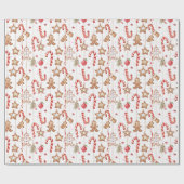 Kerst peperkoek, snoepjes en sterren cadeaupapier (Vlak)