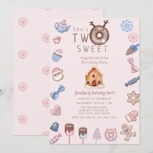 Kerst peperkoek | Tweede verjaardag Kaart (Voorkant / Achterkant)