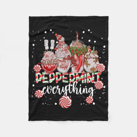Kerst Pepermunt Alles Koffie Chocolade M Fleece Deken (Voorkant)