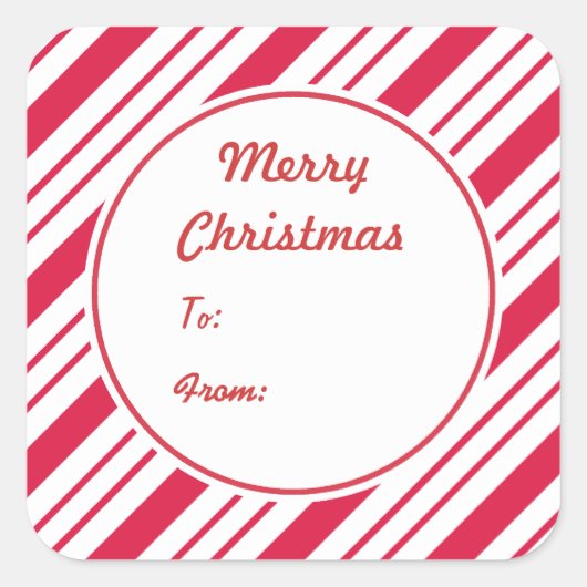 Kerst pepermunt cadeau Label Stickers (Voorkant)