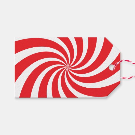 Kerst pepermunt Candy Cane Swirl Rood Gift Label Cadeaulabel (Voorkant (Horizontaal))