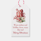 Kerst Pepermunt Cups Tea Party Favorieten Cadeaulabel (Voorkant)
