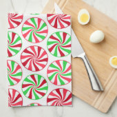 Kerst pepermunt patroon keukenhanddoek (Quarter Fold)