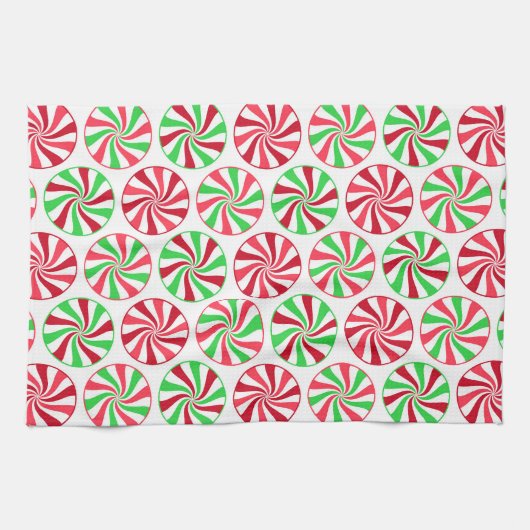 Kerst pepermunt patroon keukenhanddoek (Horizontaal)