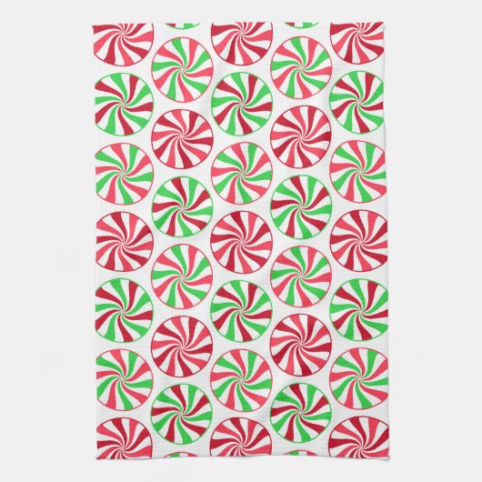 Kerst pepermunt patroon keukenhanddoek (Verticaal)