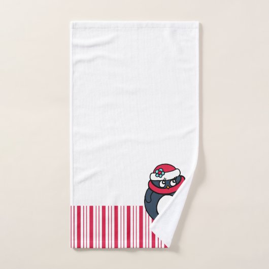 Kerst Pepermunt Pinguïn Handdoek Set (Handdoek)