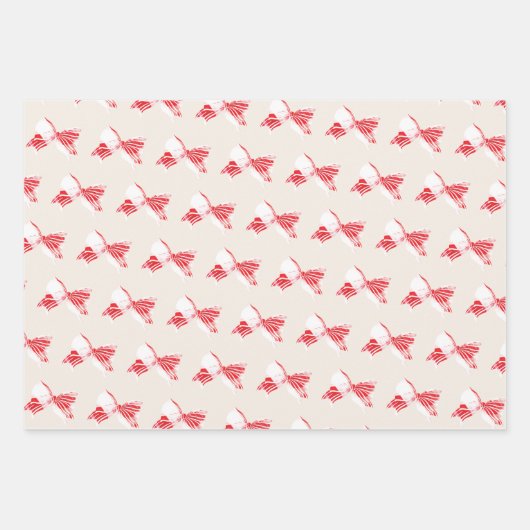 Kerst Pepermunt Plaid Gekoppeld Met Bow Holiday Inpakpapier Vel (Voorkant 2)