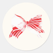 Kerst Pepermunt Plaid Gekoppeld Met Bow Holiday Ronde Sticker (Voorkant)