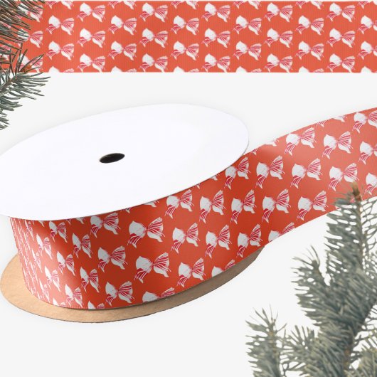 Kerst Pepermunt Plaid Gekoppeld Met Bow Holiday Satijnen Lint