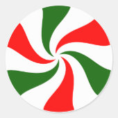 Kerst Pepermunt Snoep Classic Ronde Sticker (Voorkant)