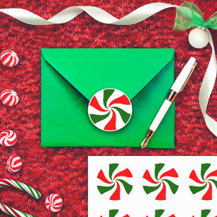 Kerst Pepermunt Snoep Classic Ronde Sticker