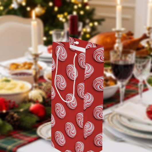 Kerst Pepermunt Snoep Feestelijke Wijn Gift Bag Cadeautas