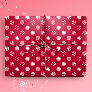 Kerst Pepermunt Snoep Lollipops Polka Dot Cadeaupapier