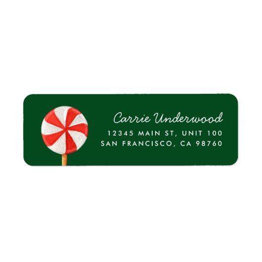 Kerst pepermunt Snoep retour adres label (Voorkant)