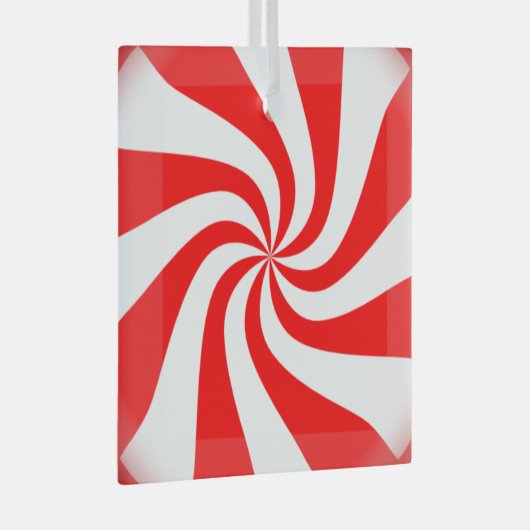 Kerst pepermunt Snoep werveling look Glas Ornament (Voorkant Rechts)