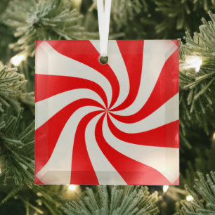 Kerst pepermunt Snoep werveling look Glas Ornament
