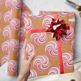 Kerst Pepermunt Swirl Patroon Inpakpapier