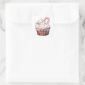 Kerst Pepermunt Witte Rode Traktaties Vierkante Sticker (Tas)