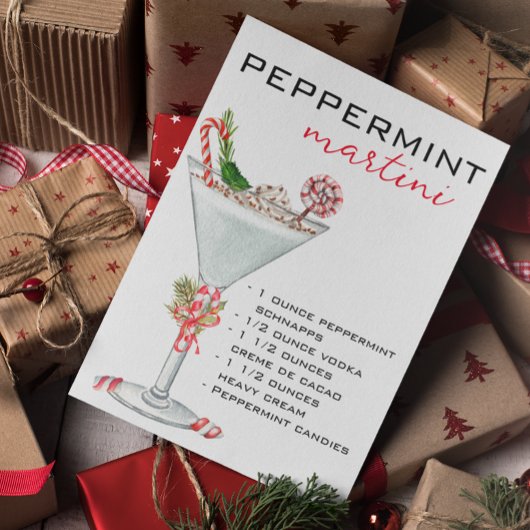Kerst Peppermint Martini Cocktail Recept Briefkaart