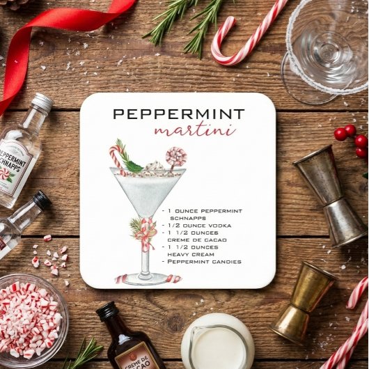 Kerst Peppermint Martini Cocktailrecept Kartonnen Onderzetters