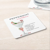 Kerst Peppermint Martini Cocktailrecept Kartonnen Onderzetters (Schuin)