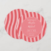 Kerst Peppermint Strepen Roze Rood Trouwen Kaart (Voorkant / Achterkant)