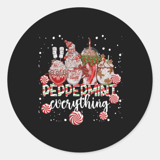 Kerst Peppermunt Alles Koffie Chocolade M Ronde Sticker (Voorkant)