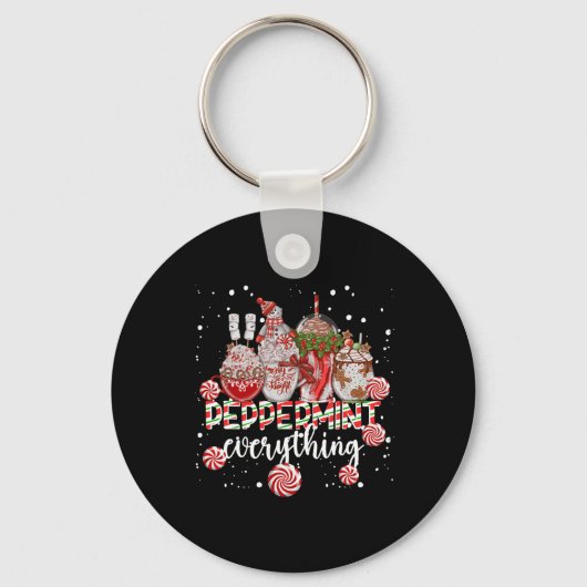 Kerst Peppermunt Alles Koffie Chocolade M Sleutelhanger (Voorkant)