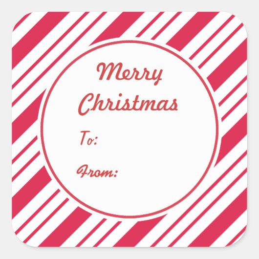 Kerst Peppermunt Cadeaublaadje Stickers (Voorkant)