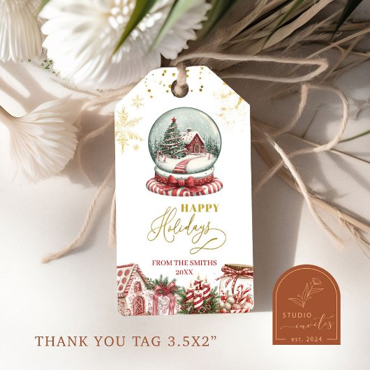 Kerst-Peppermunt Sneeuwbal Cadeautags Cadeaulabel