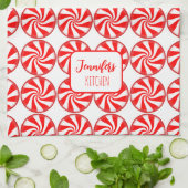 Kerst Peppermunt Vakantie Theedoek (Gevouwen)