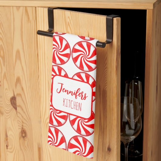 Kerst Peppermunt Vakantie Theedoek (Derde Gevouwen)
