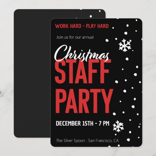 Kerst Personeelsfeest Kaart (Voorkant / Achterkant)