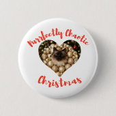 Kerst Persoonlijk Kat Hart Fotolijst Ronde Button 5,7 Cm (Voorkant)