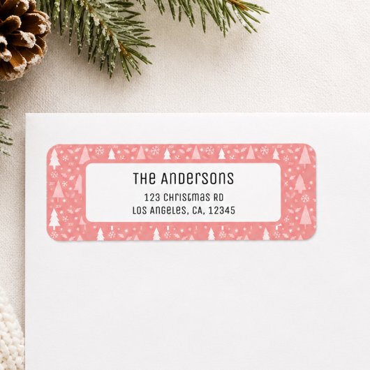 Kerst Persoonlijk Roze Retouradres Etiket